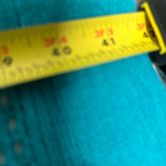 Fishnet Knit Button Up Cardishawl, Teal, Blue, OS - Picture 9 of 12